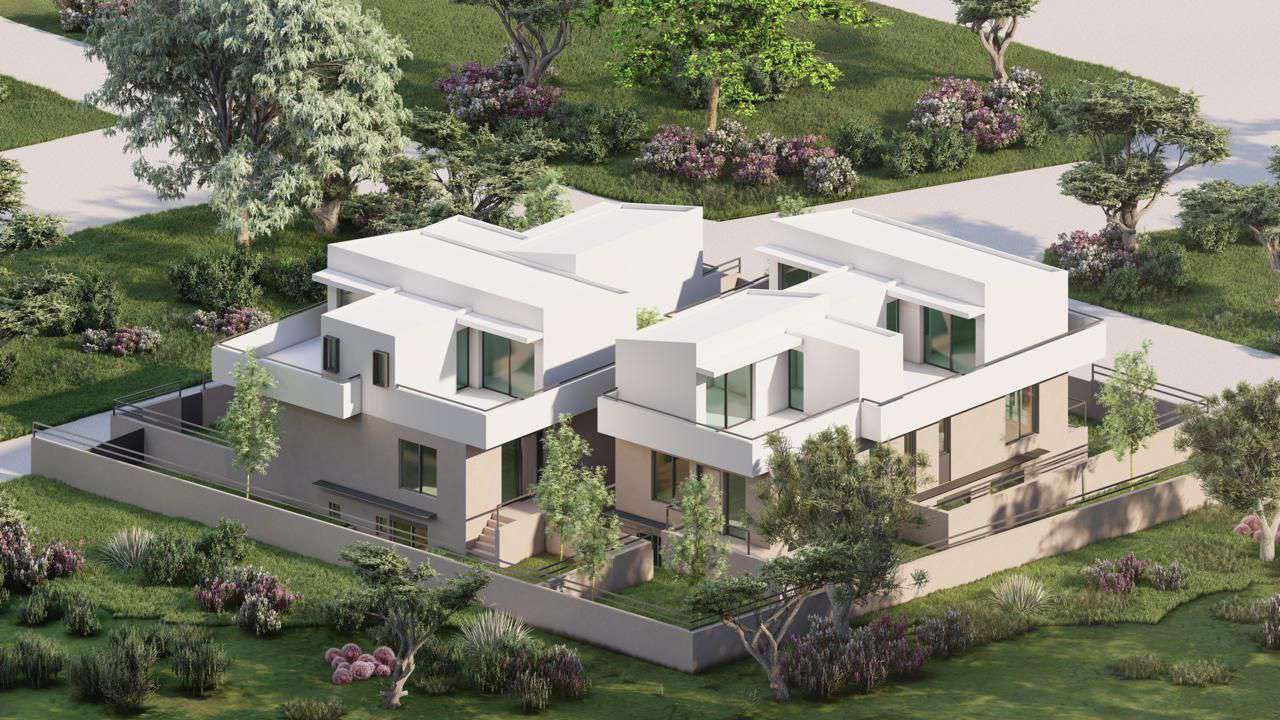 Aerial bird's eye view of the development