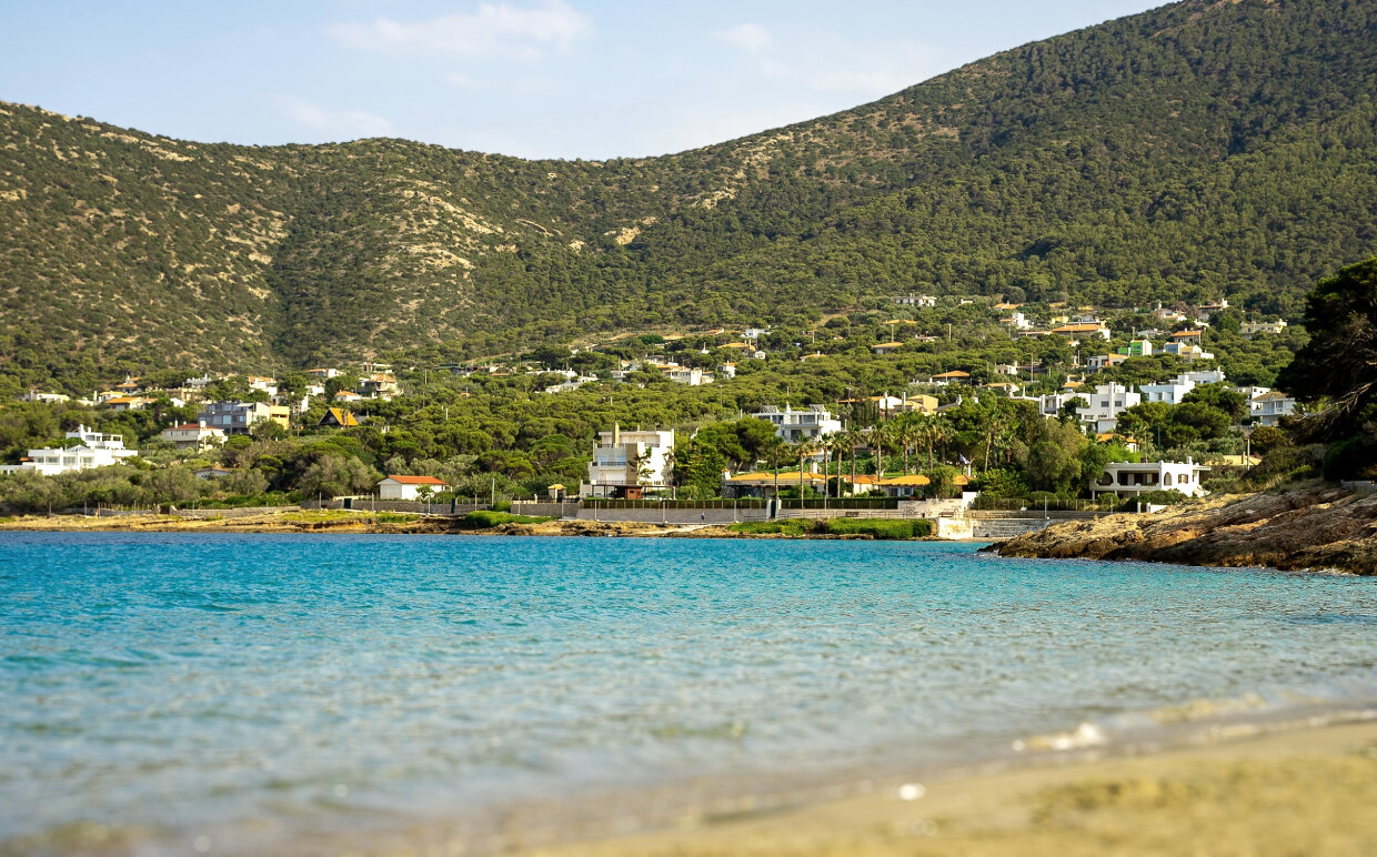 Avlaki beach aerial view Attica coast