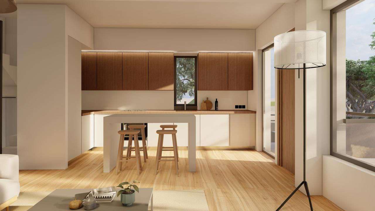 Kitchen with walnut cabinetry